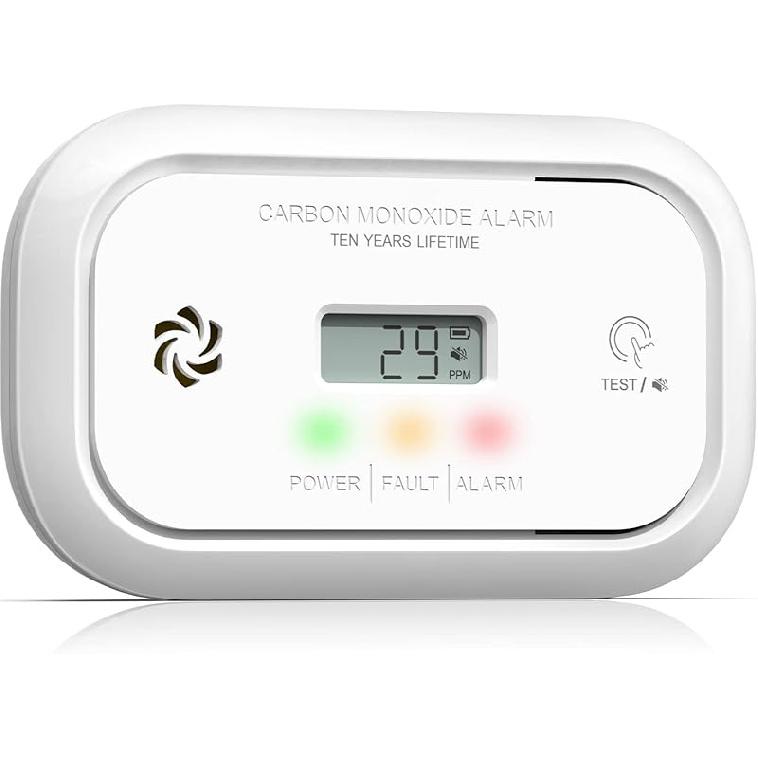 Jemay Carbon Monoxide Detector Alarm, CO Detector with Digital LCD Display, Replaceable Battery Carbon Monoxide Detectors for Home and Depot, 3 LED 1 PACK
