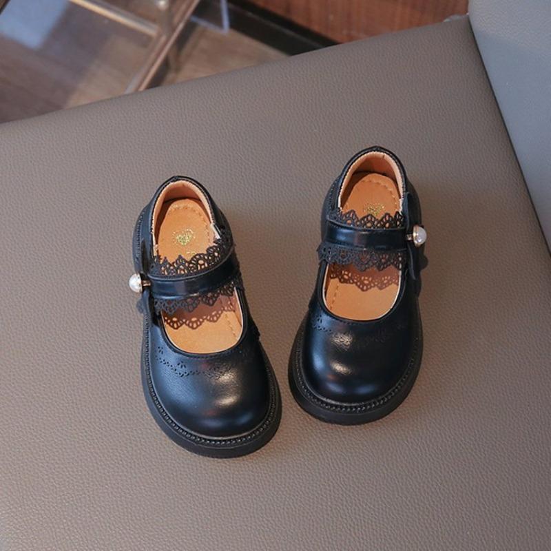 Girls Black Lolita Princess Shoes Low Top Velcro Shoes