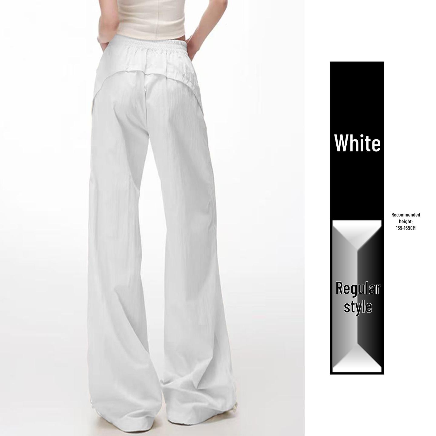 Women s High Waist Korean Style Foggy Blue Wide Leg Work Pants - Spring 2026 Extra Large