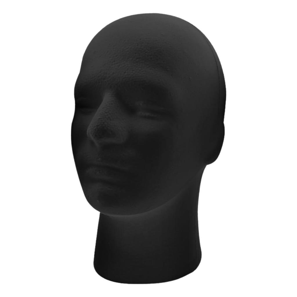 MaT store Styrofoam Mannequin Head for Wigs, Hats, and Display, Black