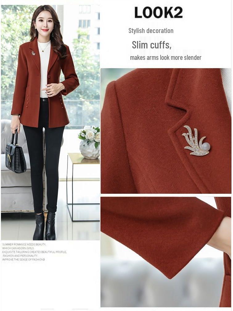 Women's Slim Fit Mid-Length Woolen Coat - Autumn/Winter 2025 Trend
