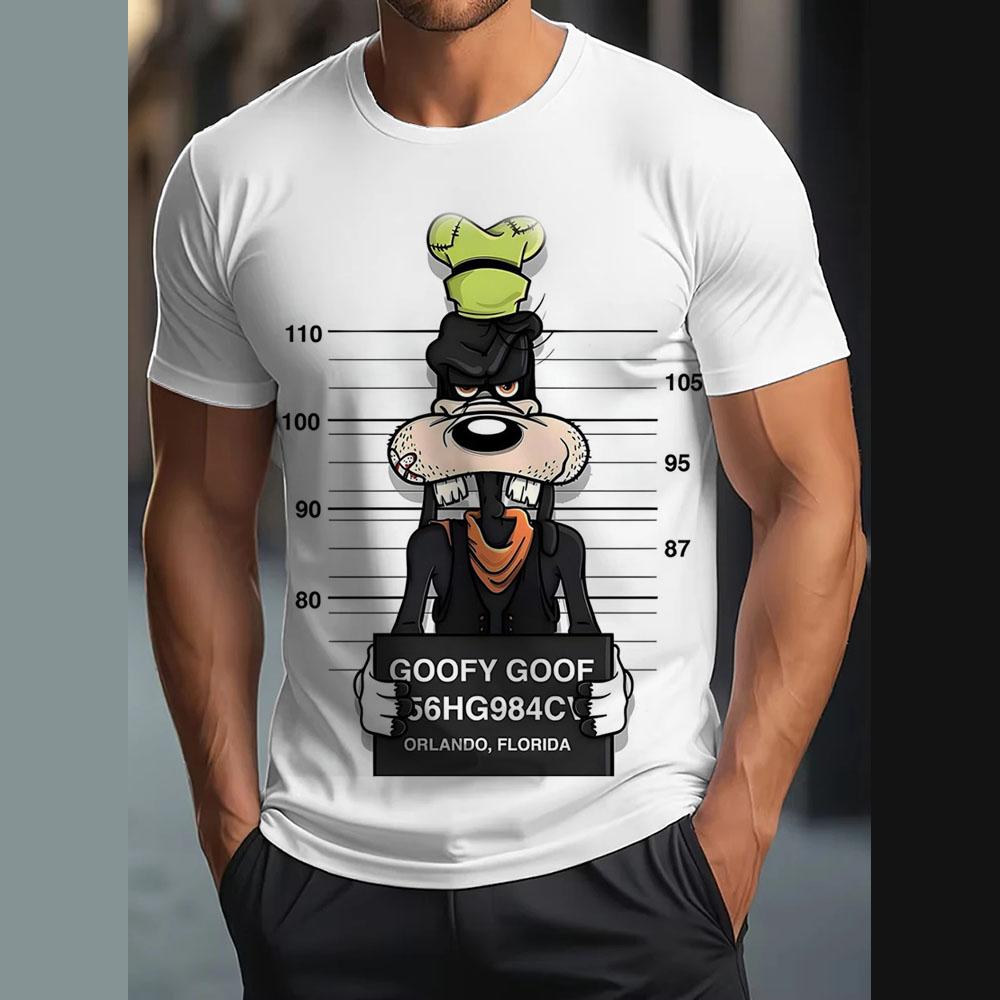 Vintage T-Shirt For Men Disney Goofy Fun Print Tee 3D Printing Casual Round Neck Shirt Harajuku Oversized Men's Clothing Tops