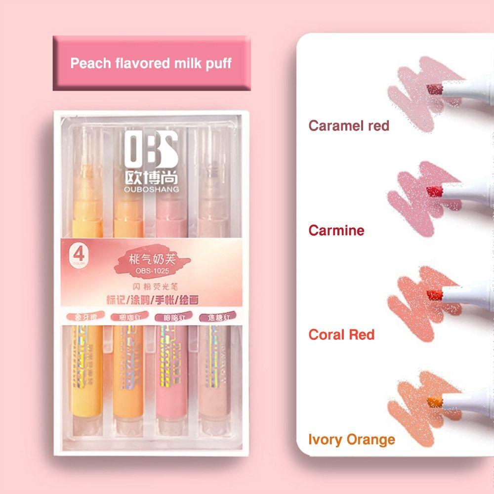 4PCS/Set Plastic Draw Doodle Pens Colorful Shiny Fluorescent Pen  School Office Supplies