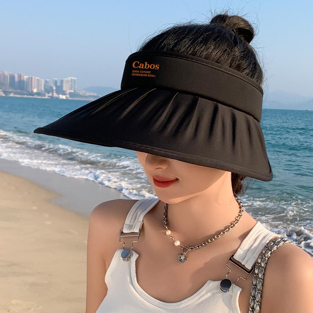 New shell hat summer UV protection empty top sun protection face show small face big brim sun hat children