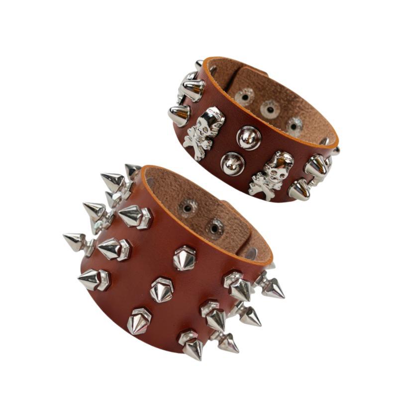 Bracciale Punk Teschio Gotico Europeo e Americano: Stile Rock per Nightclub Y2K e Accessori per Moto