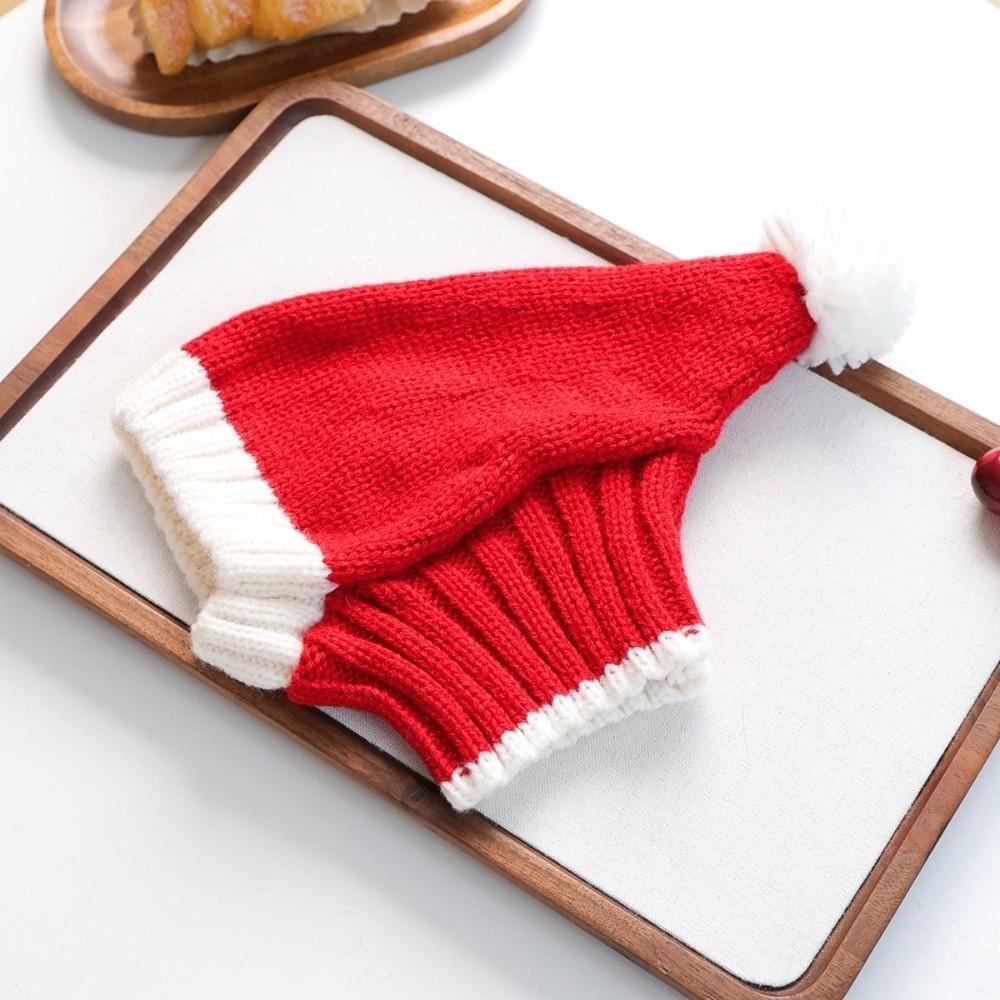 Red Pet Headwear Soft Cat Decorative Hat Christmas Pet Hat Christmas Dog Knitted Hat  Christmas