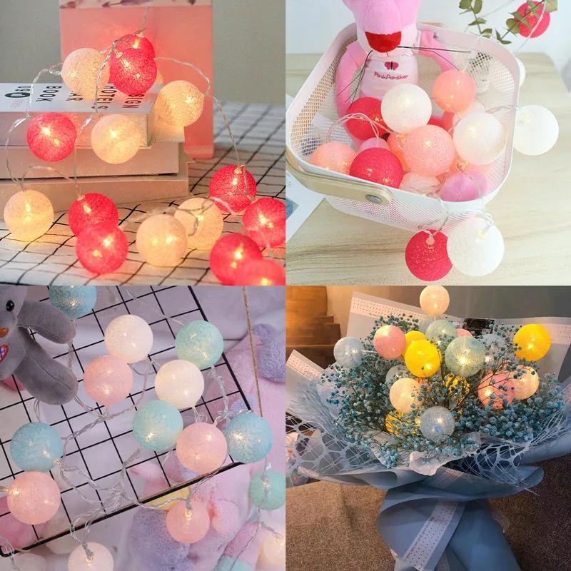 3CM Cotton Balls String Lights Garland Fairy Street Lights Christmas Decorations for Home Outdoor Wedding Garden Patio Lights