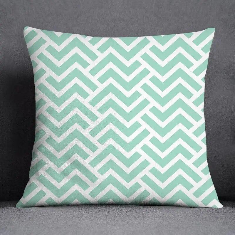 45x45cm Fresh Green Simple Geometric Pillow Cover Living Room Sofa Office Seat Car Waist Cushion   Home Decoration