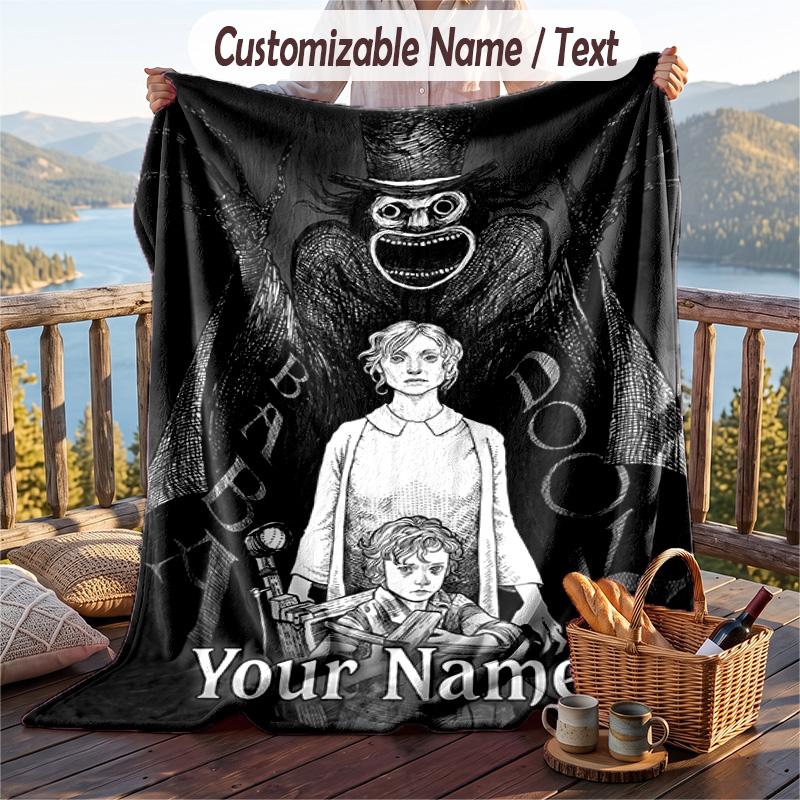 Custom Text Flannel Throw Blanket, Lightweight Cozy Bed Sofa BlanketThe Babadook