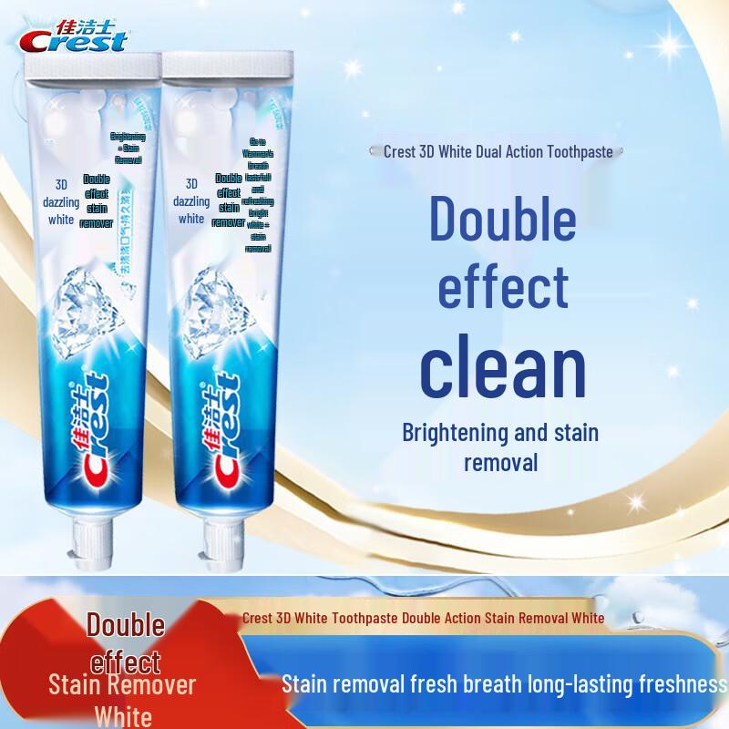Crest 3D White Dual Effect & Jasmine Tea Refreshing Toothpaste Twin Pack