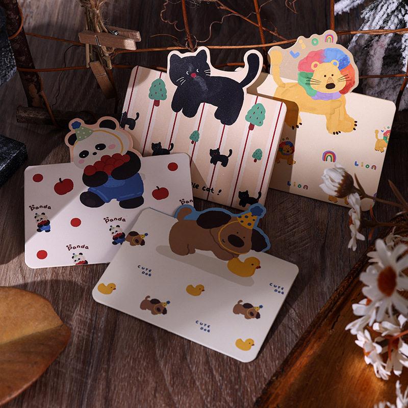 8~24pcs Greeting Card Cartoon Animal Cartoon Postcards Adorable Handmade Birthday Greeting Card Teaching Incentive Supplies TMZ