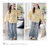Girls' Yellow Half-Zip Stand Collar Sweatshirt - Autumn 2026 New Style for Older Children