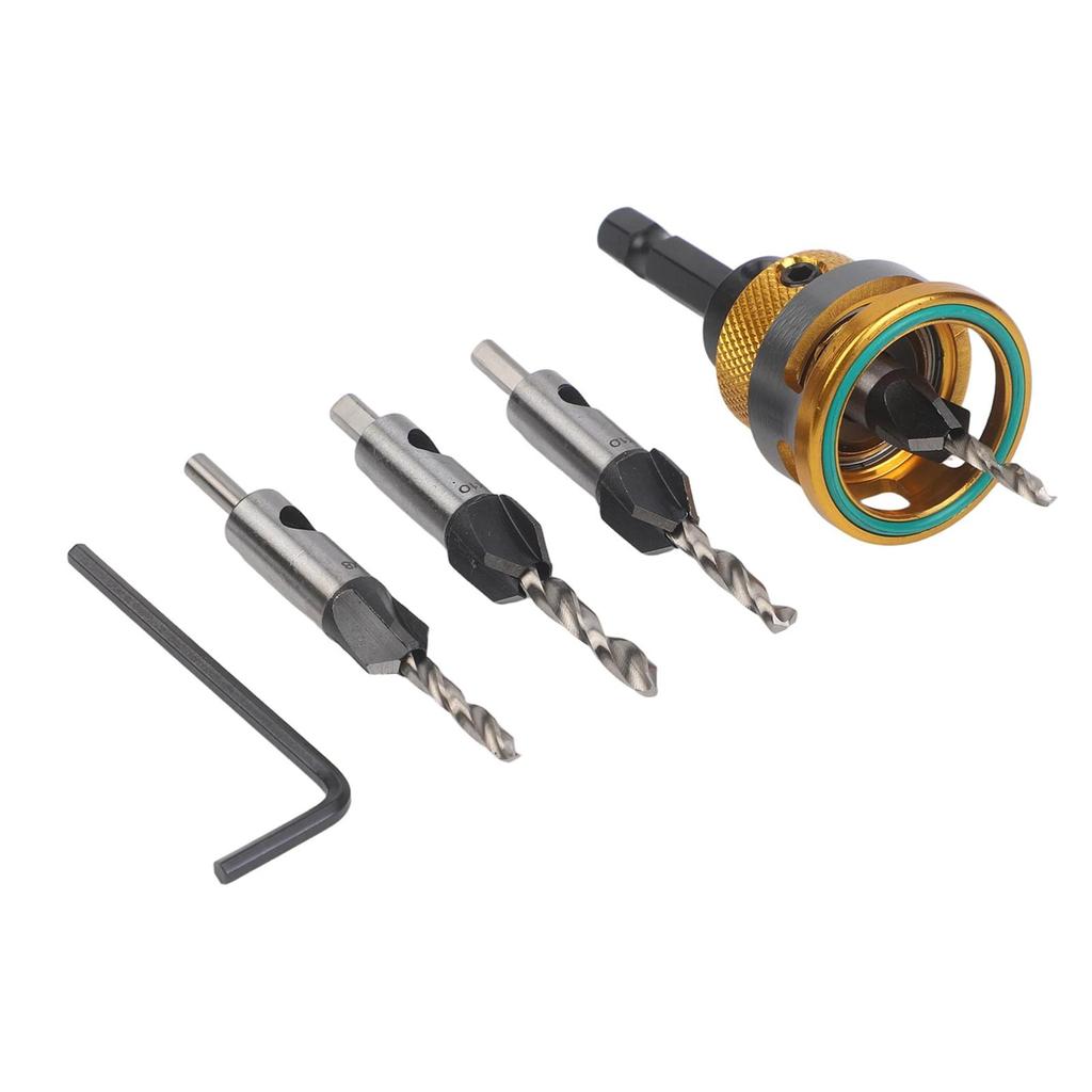 Woodworking Drill Set Adjustable Depth Drill Rust Prevention Feature Efficient Chip Evacuation Smooth Countersinking Operations
