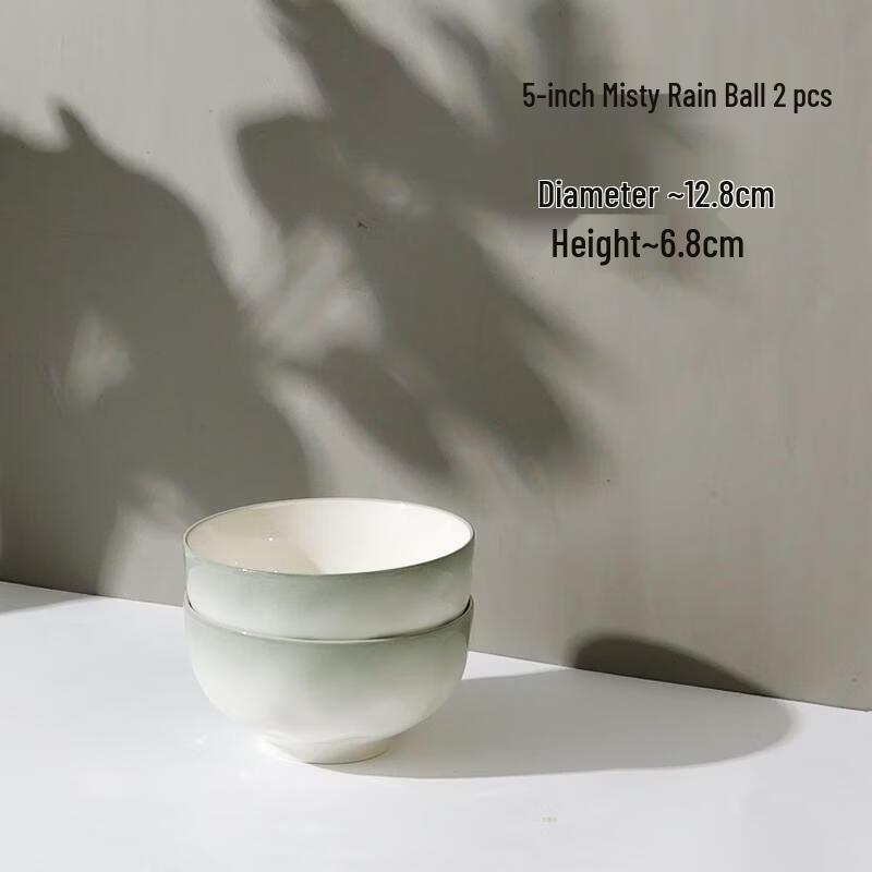 HANDUNYOU 5-Inch Underglaze Ceramic Rice Bowls (Set of 2)