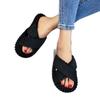 Ladies Cross Strap Corduroy House Slippers, Striped Comfy Cotton Four Seasons Indoor Slides