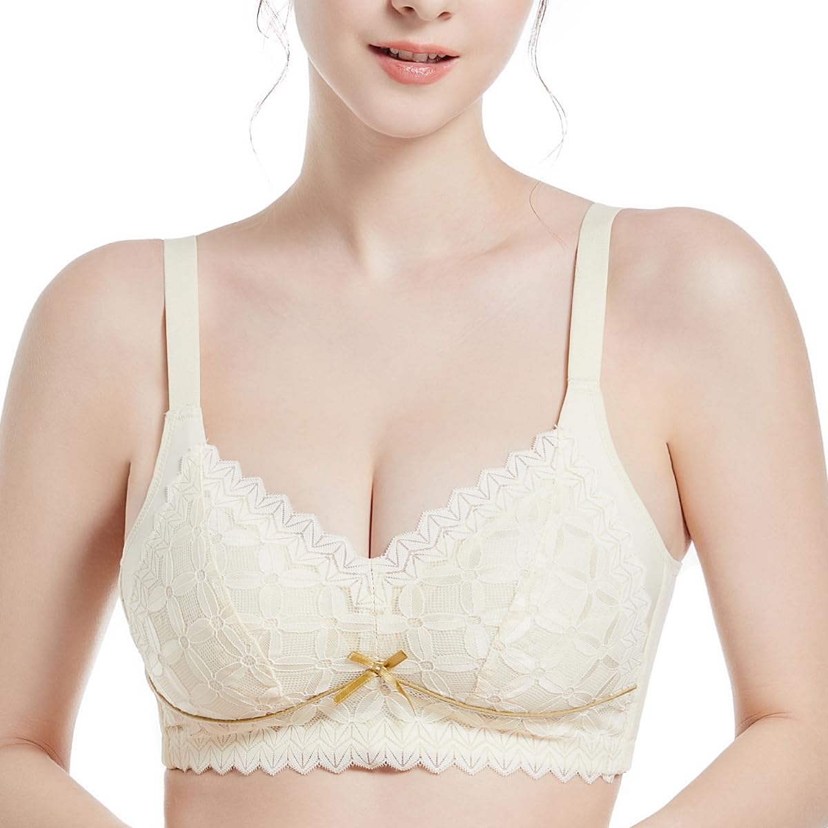 

Большой размер и размер Слоновая кость [Comm c est] Бюстгальтер, Меньший, Беспроводной, Моделирующий, До- После беременности, Бюстгальтер с высокой спинкой, Кружево, Милый, Женское нижнее белье, 90, слоновая кость