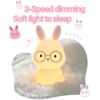 Warm Light Eye-care Funny Rabbit Night Light Touch to Light up Soft Silicone Can Be Pressed Cartoon Decorative Light Stress Reli
