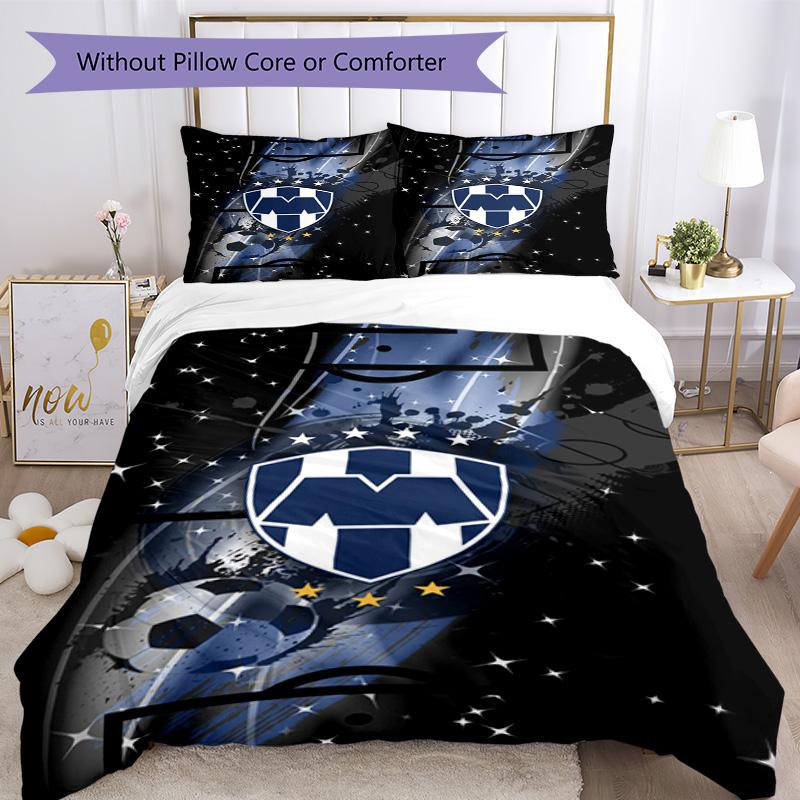 C.F.Monterrey Football Crest Art Printed Pattern Duvet Cover Set – includes 1 duvet cover and 2 matching pillowcases Bedroom decor Christmas gifts