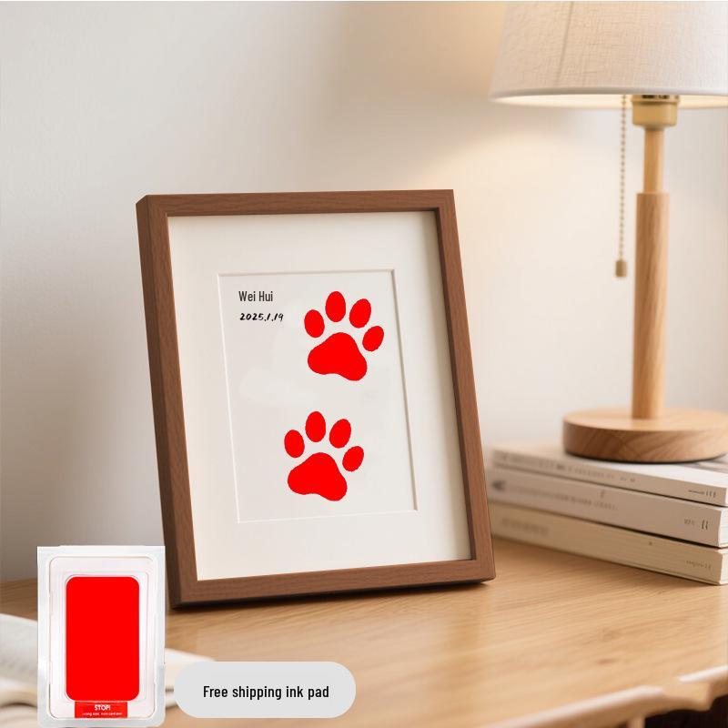 Pet Paw Print Memorial Frame with Wash-Free Ink Pad for Cats and Dogs