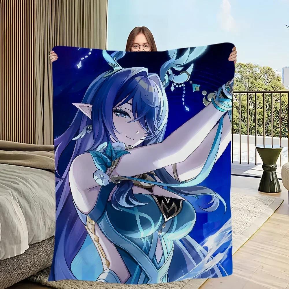 Genshin Impact Lauma Character Plush Throw Blanket Soft Flannel Cozy Blanket for Sofa Bedroom Office Travel Warm Gift