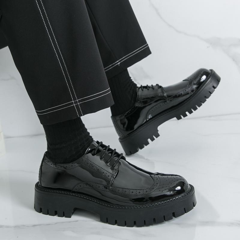 Fashion Suit Thick Soled Men's Leather Shoes Business Gentlemen Hot Selling Styles Work or Office Outdoor Street Trend Lace Up Shoes