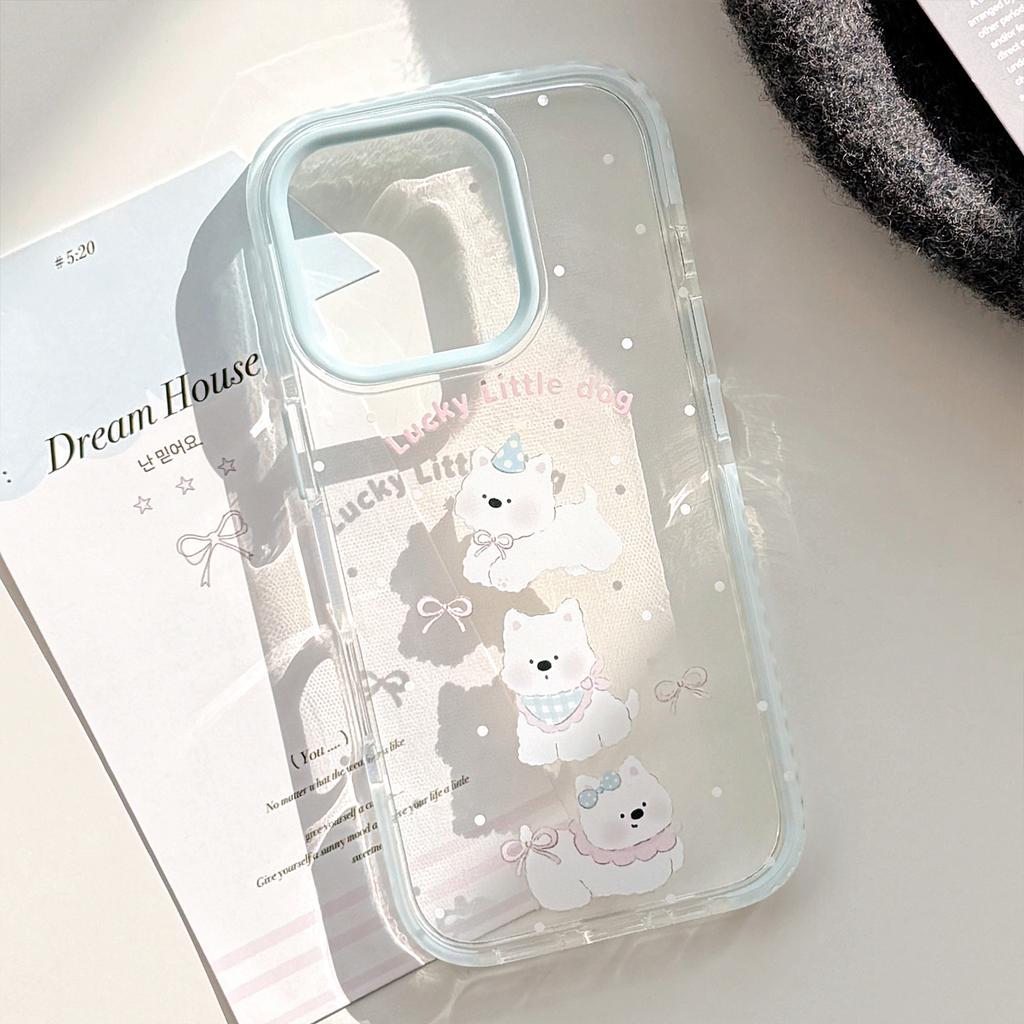 Sweet Cartoon Puppy IPhone 16promax Apple 15 Mobile Phone Case Suitable for 14 Korean 13 Transparent 11 Silicone