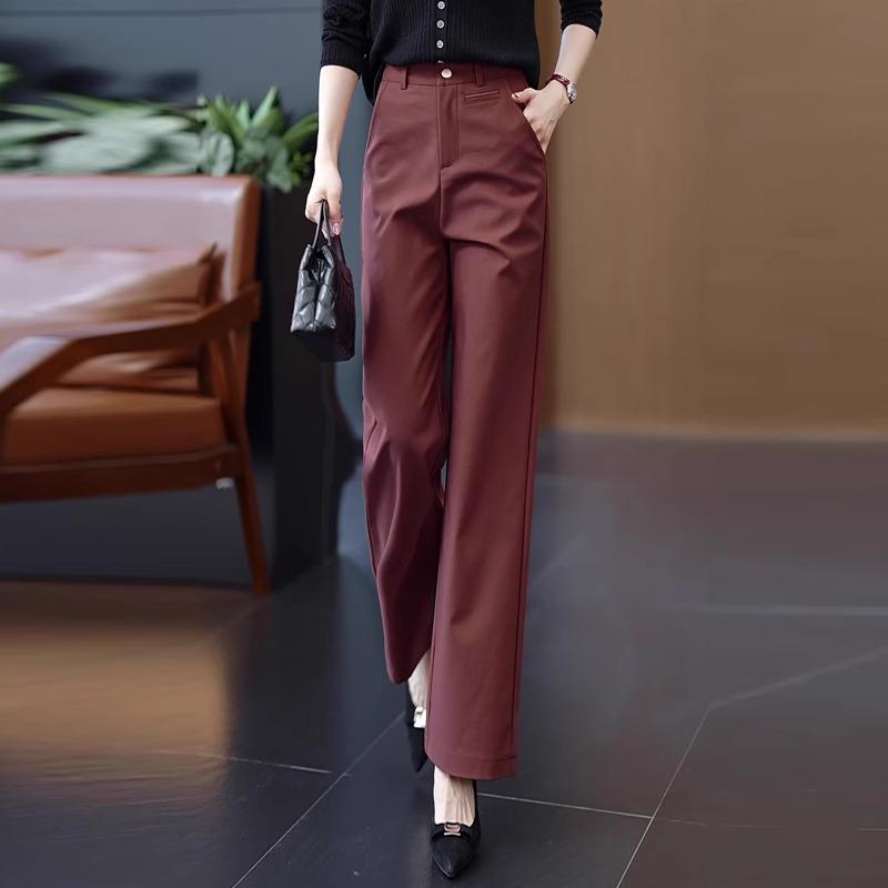Women's Fashion Navy Blue Wide-Leg Pants - Slimming, Draping Style for Spring/Summer 2025
