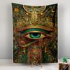 Tapestry Egyptian Eye of Horus Ornate Teal Gold Psychedelic Detailed Hieroglyphs Crown Poster