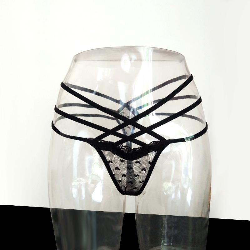 Bragas sexis de hilo de red, Tanga para mujer, ropa interior de tiro bajo, lencería con tiras cruzadas K79