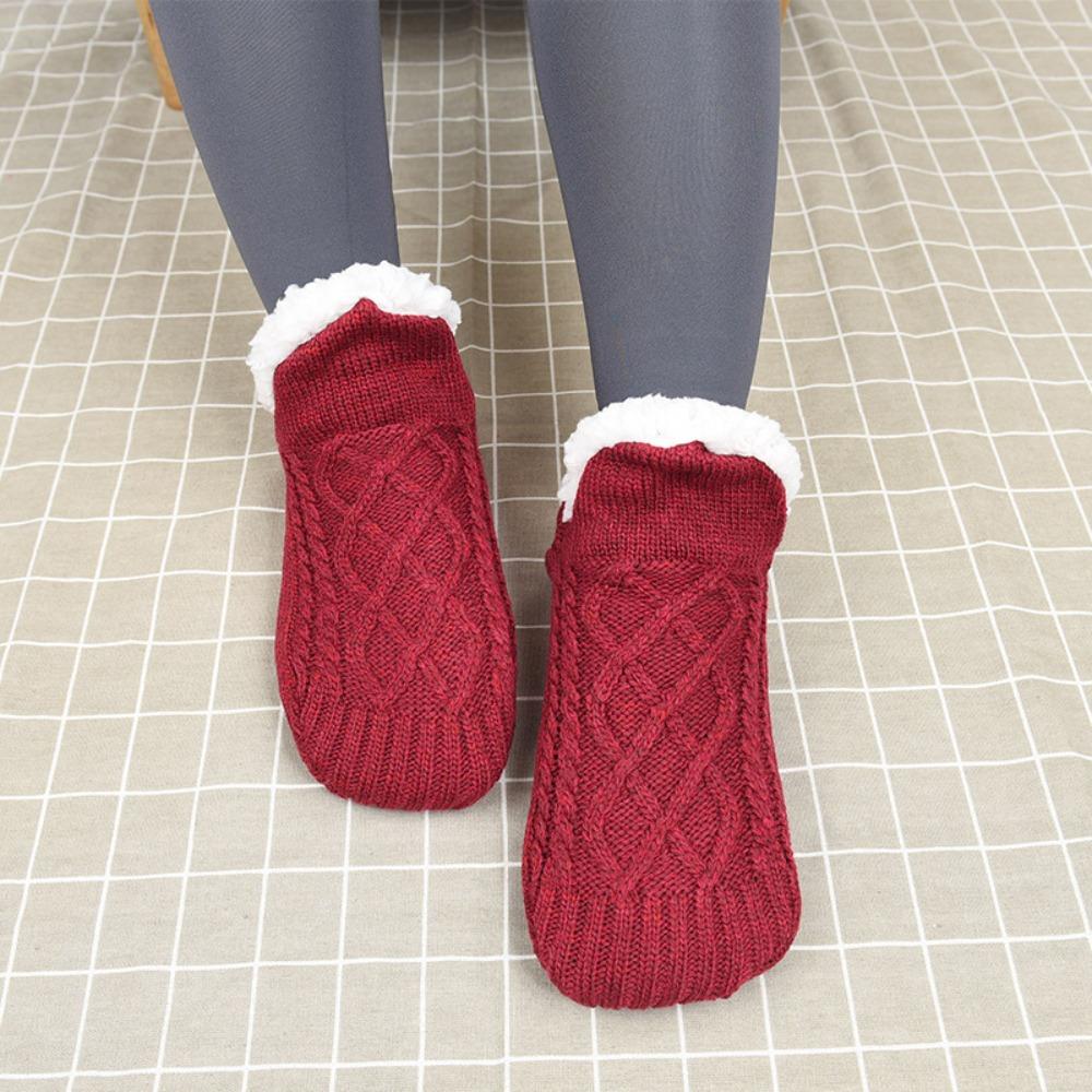Antiskid V-Mouth Fluffy Slipper Socks Machine Weaving Sleep Socks New Warm Socks  Unisex