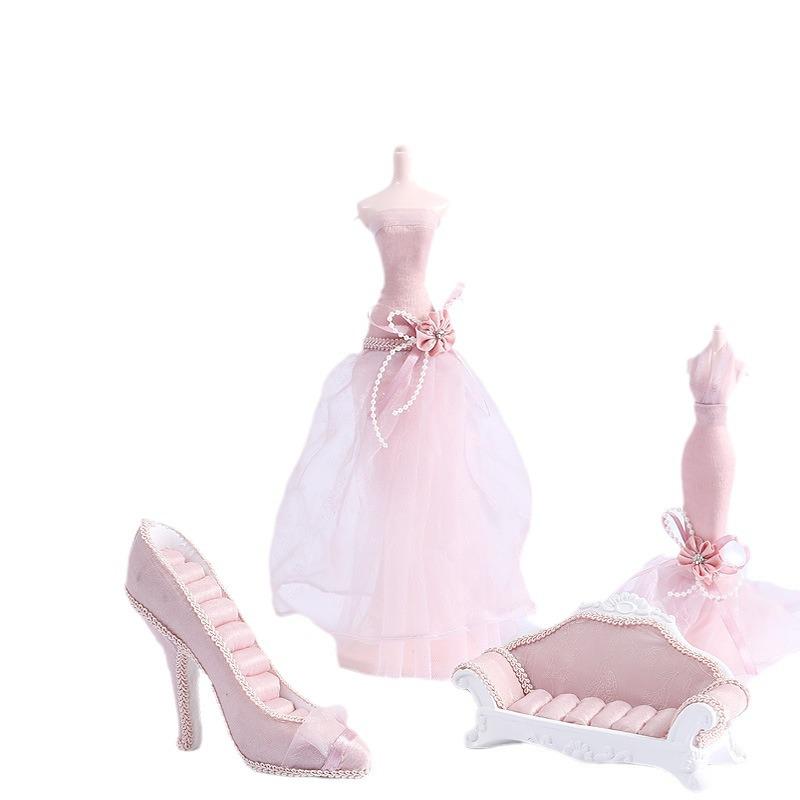 Nordic Female Jewelry Stand: Creative Pink Crystal Ornament Display Rack - 5-Piece Set