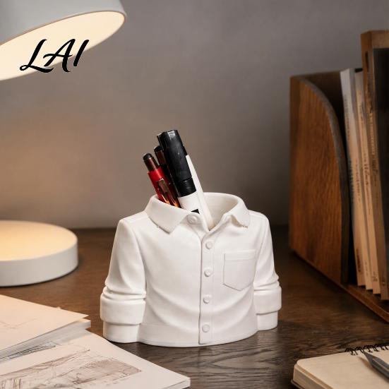 Creative Desktop Storage Container 3D Printed Shirt Shape Pen Holder Novelty Stationery Organizer Practical Desk Decor for Home Decorative