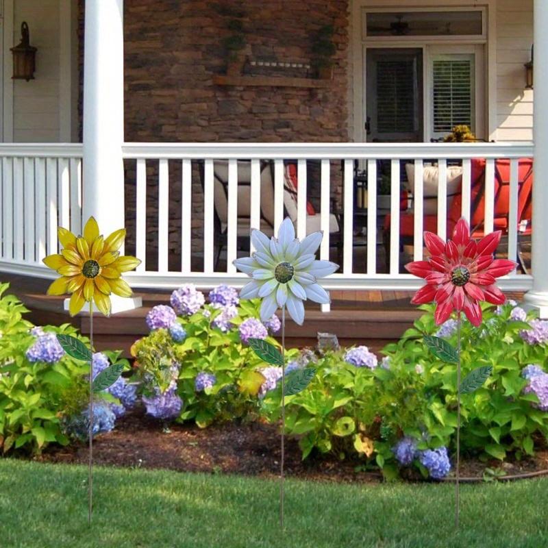 Garden Decor for Outside, Metal Flowers Decorative Garden Stakes for Decor, Yard Garden Decorations for Outdoor Lawn Porch Patio