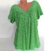 Women T-shirts V Neck Breathable Plus Size Flower Print Summer T-shirts for Daily Wear