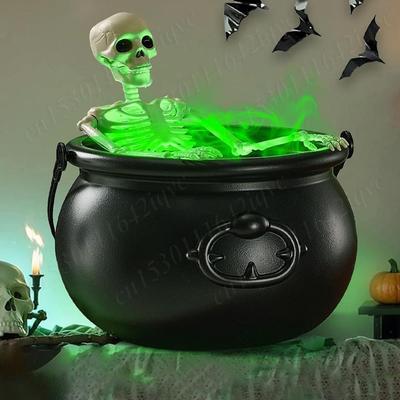 Párty Strašidelná Rekvizita Koleda Sladkosti Čarodějnická Mísa LED Výrobník Mlhy Kostlivec Černý Kotel Hrnec Halloween Strašidelná Rekvizita Domácí Dekorace