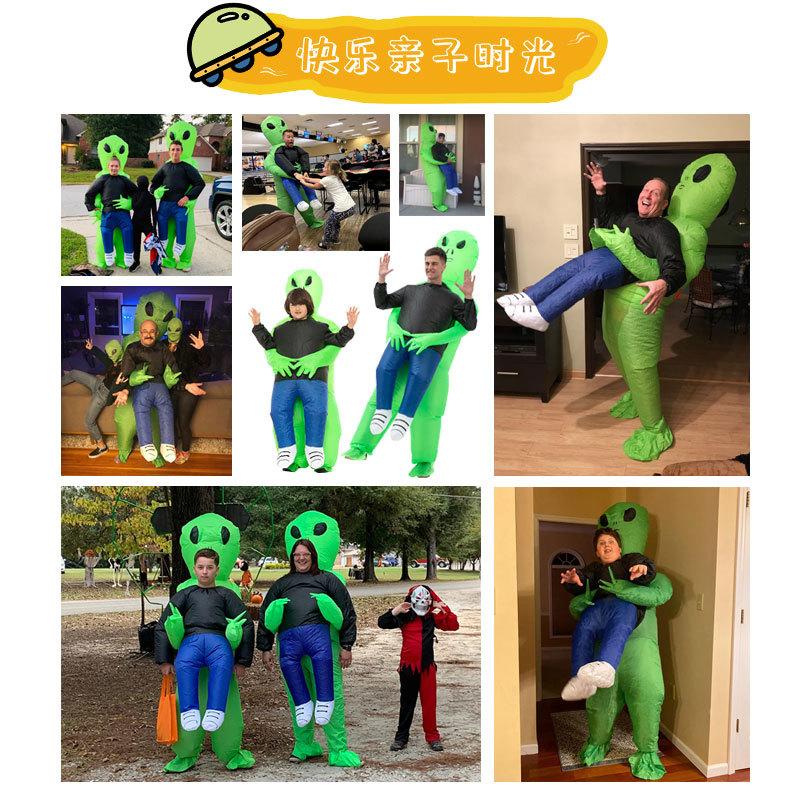 Youlun Inflatable Green Walking Toy Abducted by Aliens Blow up Morph Alien Costume for Adult and Kids Festive Decoration