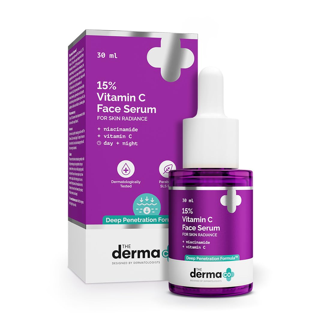 

The Derma Co 15% Vitamin C Face Serum with 5% Niacinamide | Powered by Deep Penetration Formula™ | Fades Dark Spots | Reduces Pigmentation | Boos