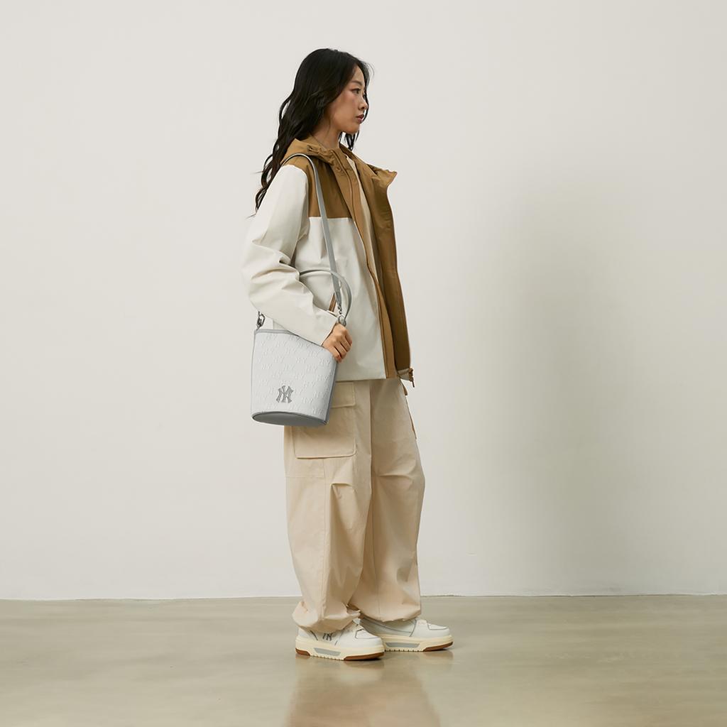 New MLB Cotton Bucket Bags Crossbody Handbags Shoulder Bags Unisex Gray 3ABML024N-50CGL