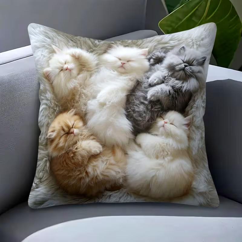 Cute animals print pillowcase: 2D flat printing, non-real embroidery, night sofa  night sofa cushion