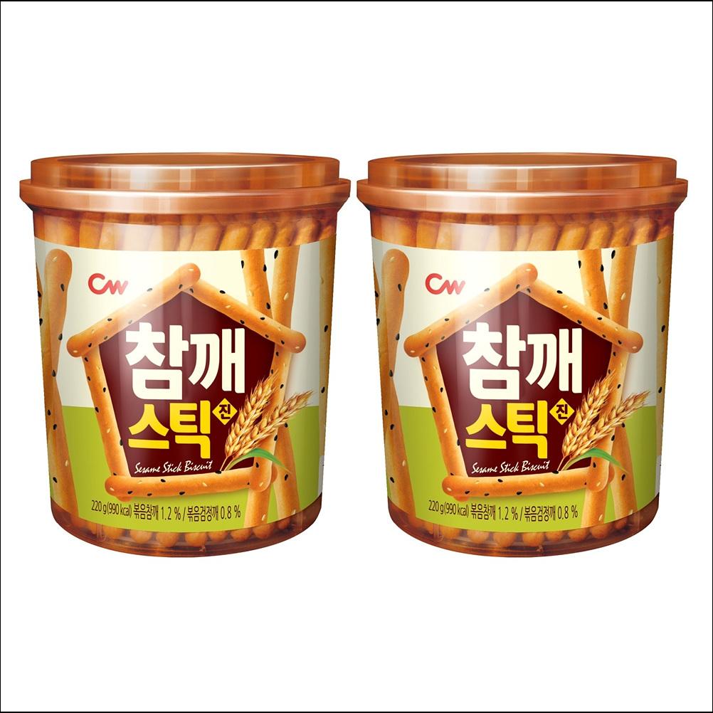 Chungwoo Sesame Stix Jin (Roasted Sesame Biscuits) 220g (2pack / 3pack)