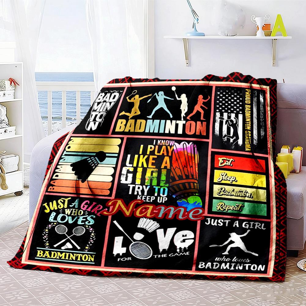 Badminton Customize Your Name Home Blankets Comfortable Soft Lightweight Allseason Multipurpose Blanket For Picnics Couches Offices Beds Living Rooms