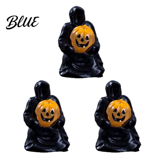 Durable Halloween Figurine 3Pcs Mini Resin Figurines Miniature Pumpkin Ghost Grim Reaper Castle