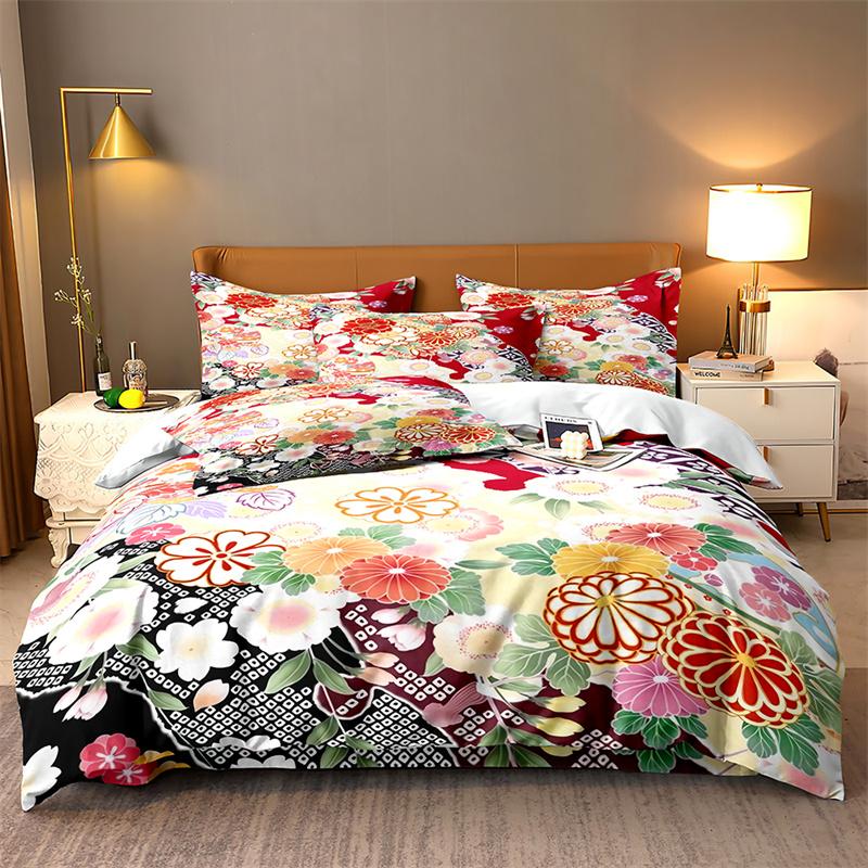 Red Big Flower Bedding Set Lovely Duvet Cover Boys, Kid's Quilt Cover Girls Room Gorgeous Bedding King/Queen Duvet Cover Set