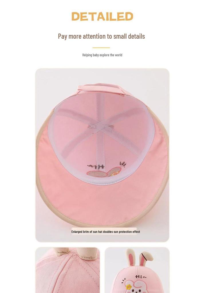 Kids' Cartoon Baseball Cap - Wide Brim Sun Protection Hat for Spring and Autumn