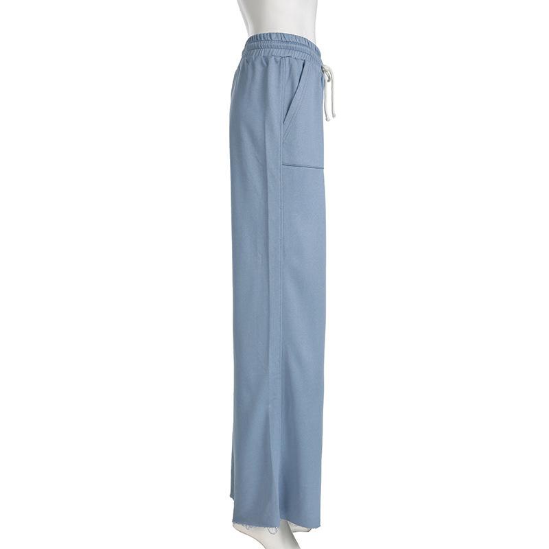 Women's Autumn Loose Solid Color Long Drawstring Elastic Waist Casual Pants