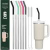 6 Pack 12 Inch Reble Metal Stainless Steel Straight Straw,with 6Silicone Tips and 2Cleaning Brush for Simple Modern 32,40oz Tumbler,40oz Stanley, 24