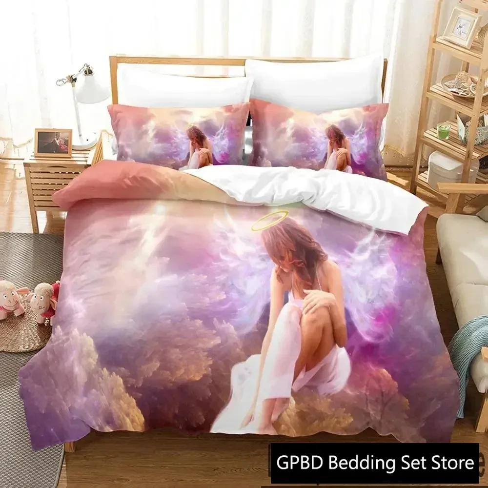 3D Print Guardian Angel Comfortable Duvet Quilt Cover Pillowcase Bedding Set Children Bedroom Decoration Home Textile