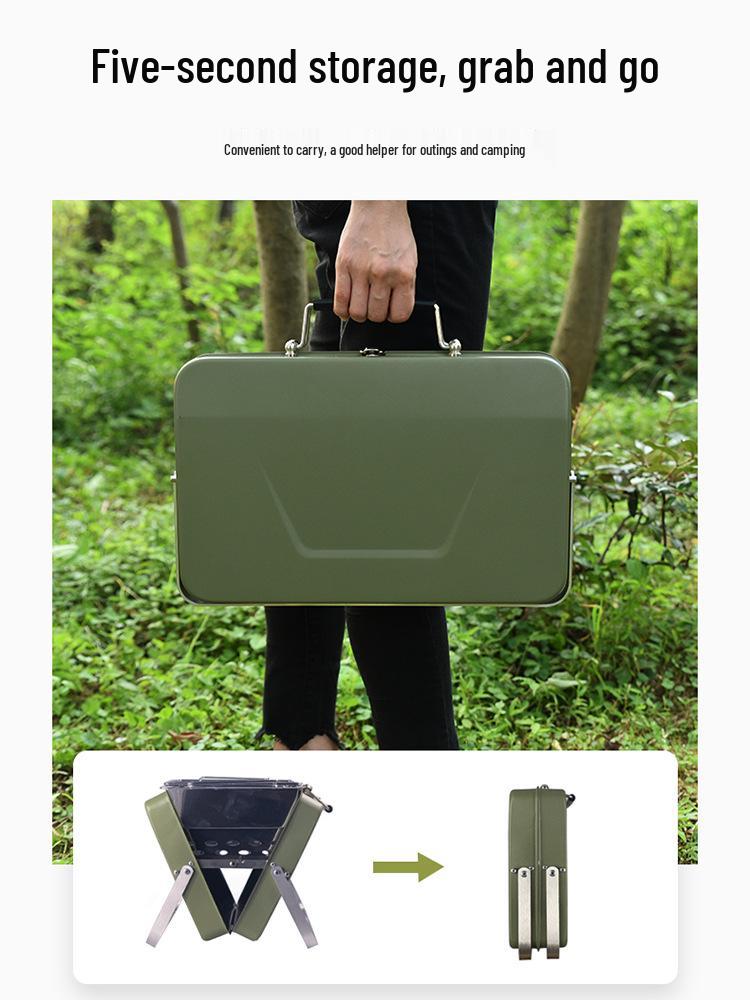 Portable Folding Outdoor Barbecue Grill & Utensils Set