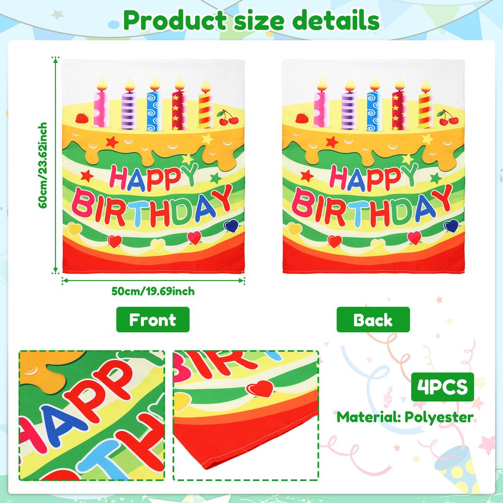 2/4 Pcs Chair Cover Reusable Birthday Seat Cover Kit Polyester Birthday Chair Back Decor for School Party Classroom Home Decor