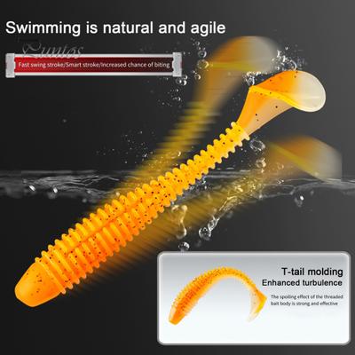 31 Teile/schachtel 5,5/6,5/7,5 CM Weicher Angelköder-Satz mit 5 Jigkopfhaken T-förmiger Paddelschwanz Bunter künstlicher Silikonköder für Süßwasser/Salzwasser/Barsch